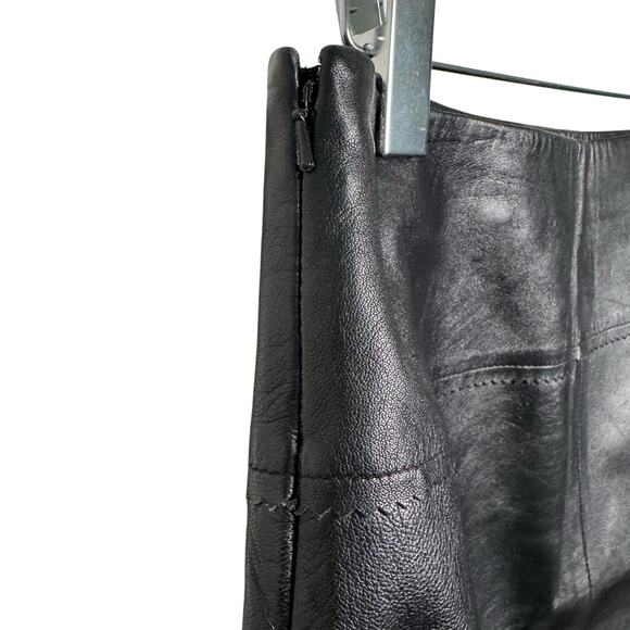 Cache Vintage Leather Mini Skirt Zig Zag Detailing in Black - Size 6 - Picture 6 of 7